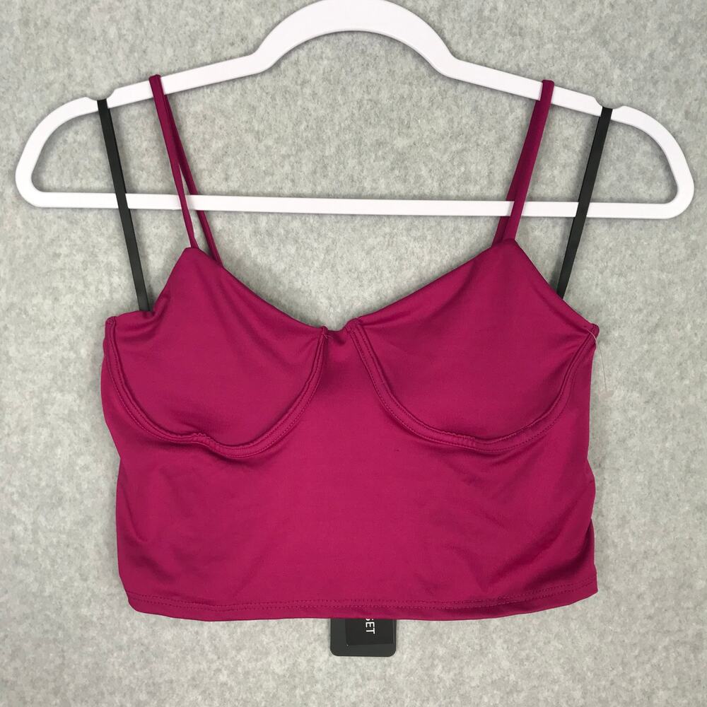 21 Saints Crop Top Women‎ Large Pink Tank Corset Bustier Sexy Goth Festival Rock
